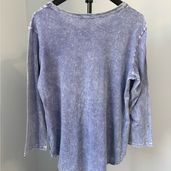 Jess & Jane Artsy Dragonfly Floral Tunic Top | Mineral Wash Cotton M Shirt - Picture 3 of 6
